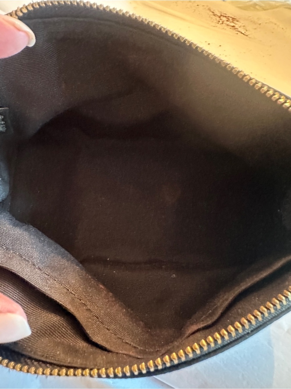 Coach Black Pebbled Leather Cosmetic Pouch with Gold Logo - Picture 3 of 3